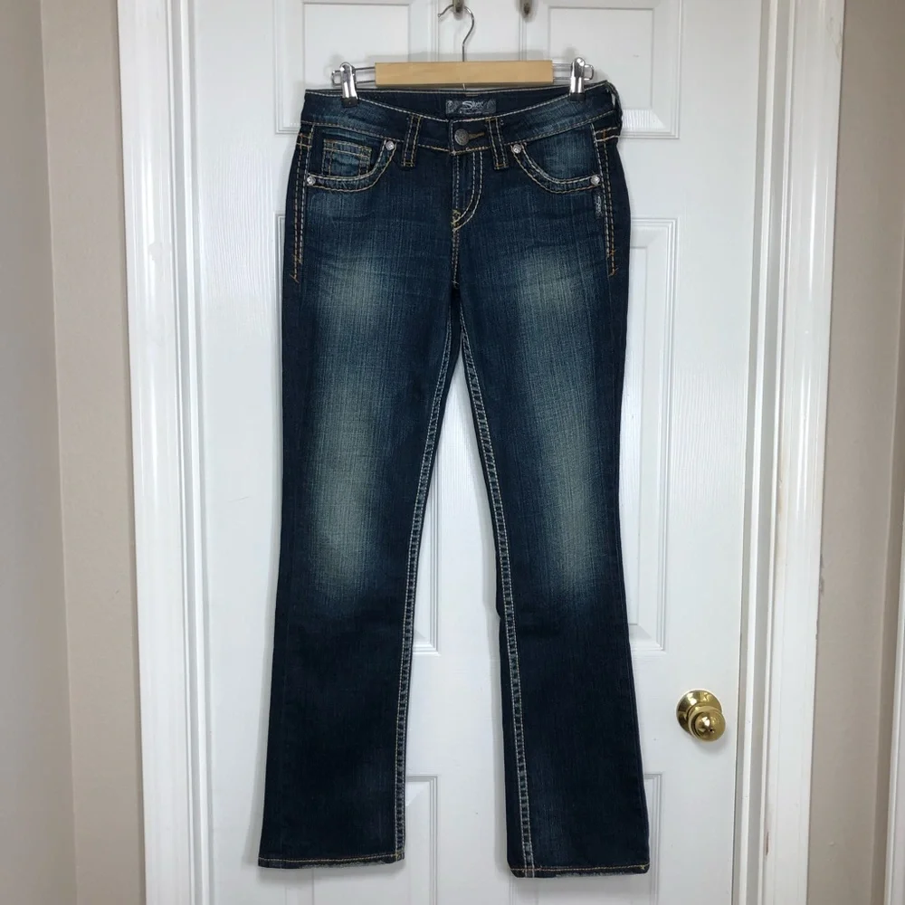 Silver Jeans Co Lola 17” Cotton Mix Dark Wash Straight Leg Jeans W27 L32